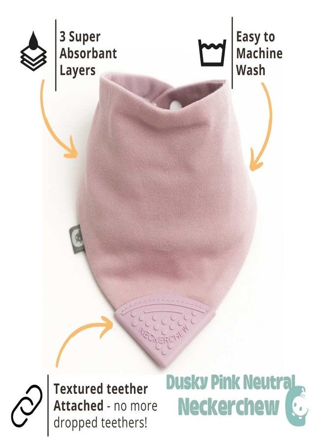 Cheeky Chompers Baby Bibs with Teether | 2 Months+ Teething Bibs, Toddler Bibs | Reversible Dribble Bib & Baby Teether | Multi-Award Winning Neckerchew (Dusky Pink, Single - Image 5