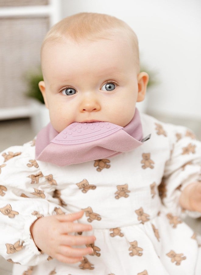 Cheeky Chompers Baby Bibs with Teether | 2 Months+ Teething Bibs, Toddler Bibs | Reversible Dribble Bib & Baby Teether | Multi-Award Winning Neckerchew (Dusky Pink, Single - Image 3