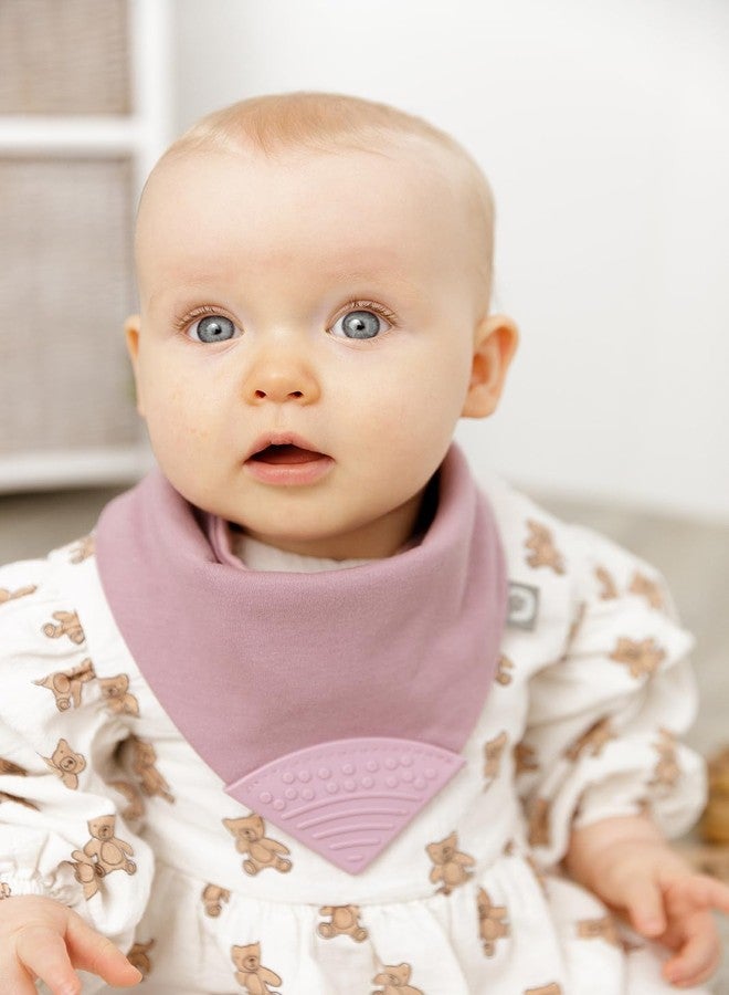 Cheeky Chompers Baby Bibs with Teether | 2 Months+ Teething Bibs, Toddler Bibs | Reversible Dribble Bib & Baby Teether | Multi-Award Winning Neckerchew (Dusky Pink, Single - Image 2