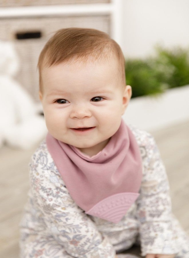 Cheeky Chompers Baby Bibs with Teether | 2 Months+ Teething Bibs, Toddler Bibs | Reversible Dribble Bib & Baby Teether | Multi-Award Winning Neckerchew (Dusky Pink, Single - Image 4