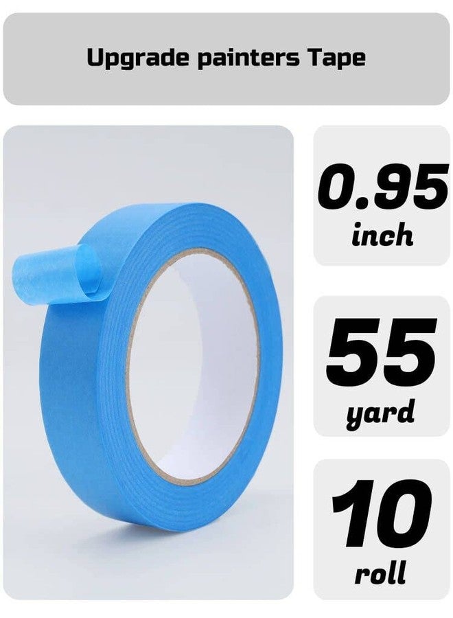Lichamp شريط لاصق أزرق من Lichamp للرسامين، عبوة من 10 قطع، 0.95 بوصة × 55 ياردة، شريط لاصق أزرق قابل للغسل، للطلاء على الجدران والحرف اليدوية - Image 2