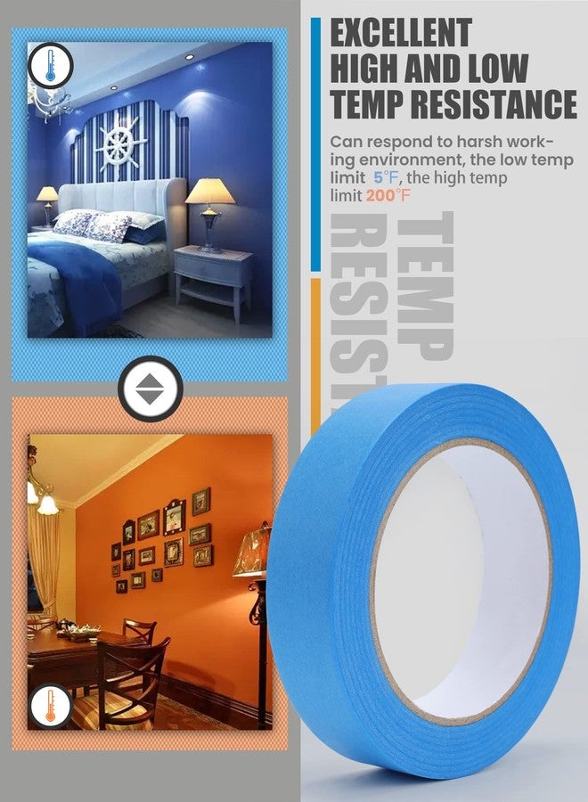 Lichamp شريط لاصق أزرق من Lichamp للرسامين، عبوة من 10 قطع، 0.95 بوصة × 55 ياردة، شريط لاصق أزرق قابل للغسل، للطلاء على الجدران والحرف اليدوية - Image 4