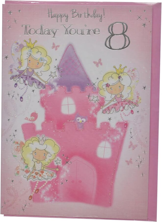 Girl 8th Birthday Greeting Card - Pink