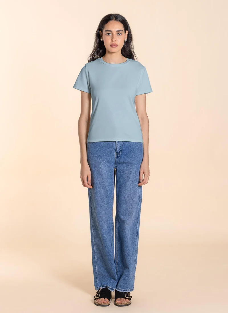 Shapes Light-Blue BASIC COMFORT FIT T-SHIRT for Women | Best Price UAE
