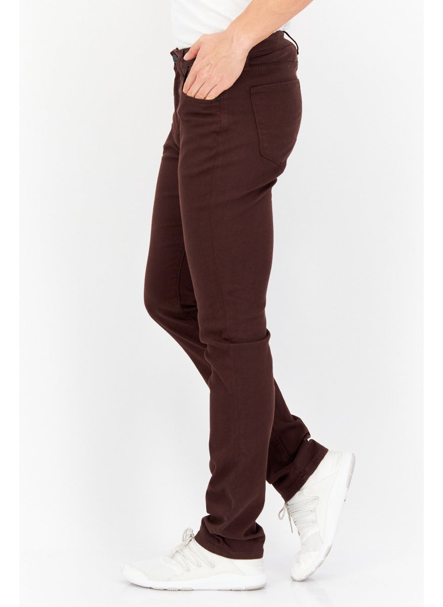 Monfrere - Men Skinny Fit Plain Non Stretchable Jeans, Brown - Image 1