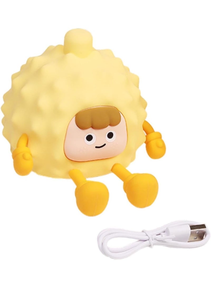 Durian Shaped Silicone Squishy Night Light  30-Min Timer - Soft Glow USB Rechargeable Touch Lamp, Cute Mood Light u0026 Bedside Table Decor for Kids and Adults - Image 2
