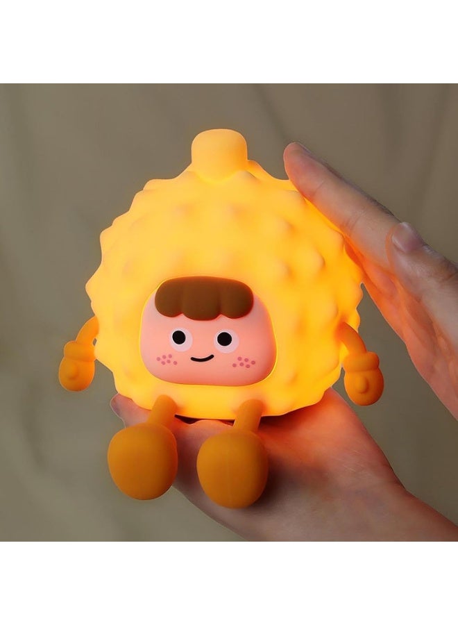 Durian Shaped Silicone Squishy Night Light  30-Min Timer - Soft Glow USB Rechargeable Touch Lamp, Cute Mood Light u0026 Bedside Table Decor for Kids and Adults - Image 1