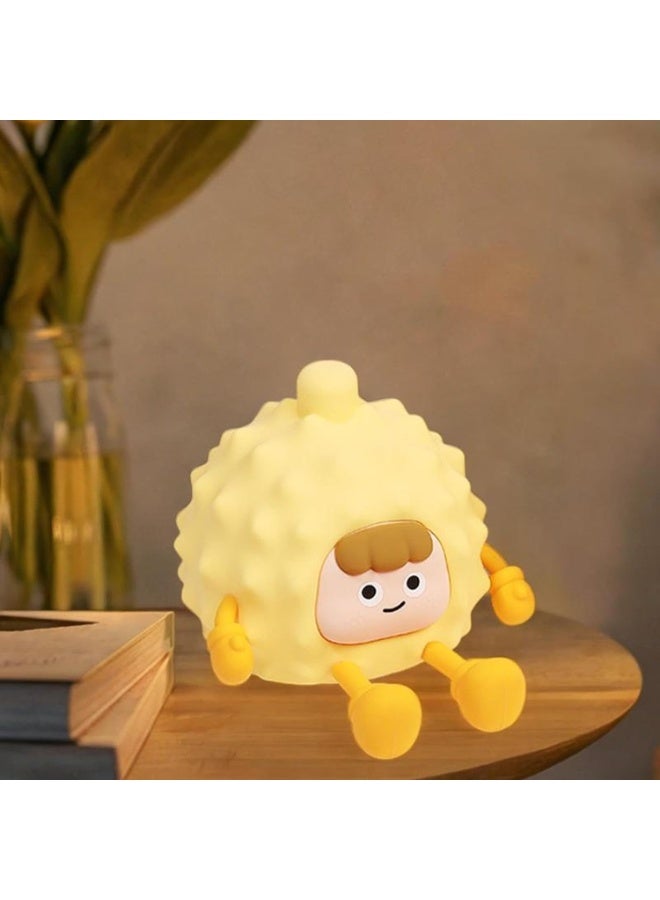 Durian Shaped Silicone Squishy Night Light  30-Min Timer - Soft Glow USB Rechargeable Touch Lamp, Cute Mood Light u0026 Bedside Table Decor for Kids and Adults - Image 5