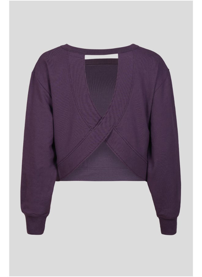NeceSera Bordeaux Bamboo Terry Open Back Sweatshirt  - Image 2