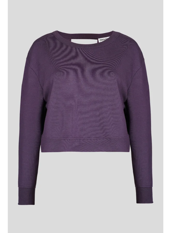 NeceSera Bordeaux Bamboo Terry Open Back Sweatshirt