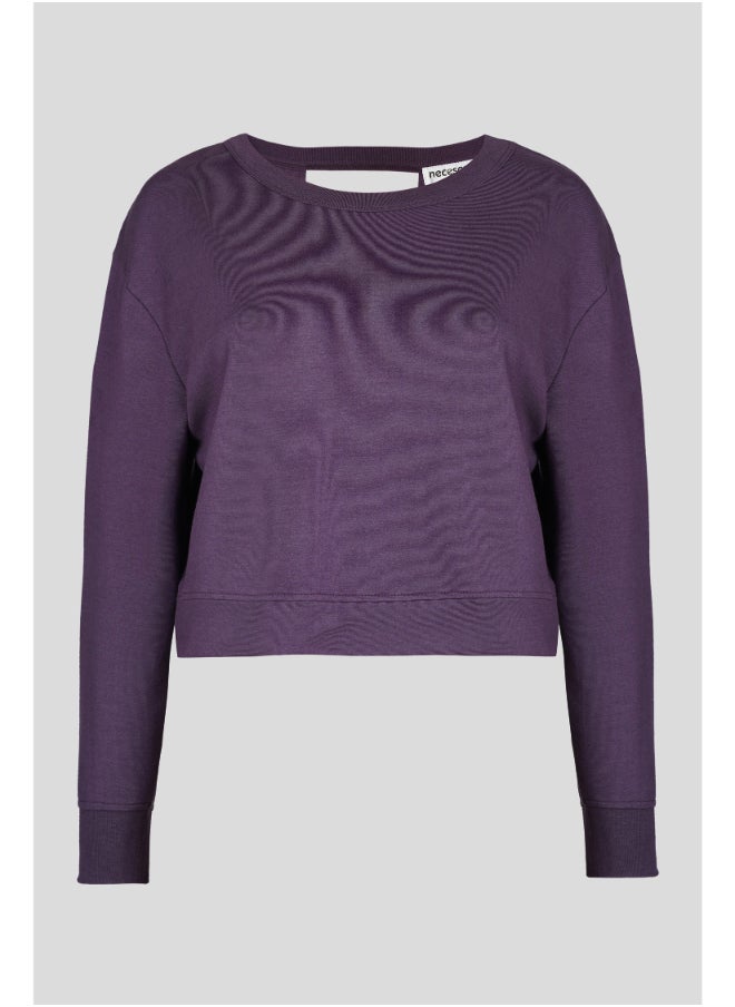 NeceSera Bordeaux Bamboo Terry Open Back Sweatshirt  - Image 1