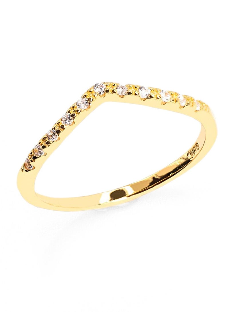 LAVEEN JEWELLERY V-Shaped Stacking Ring | Tarnish Free 18K Gold or Rhodium Plated Ring | 925 Sterling Silver with Round & Pear-Cut Cubic Zirconia, 18K Gold or Rhodium Plating, Stackable Design  - Image 1