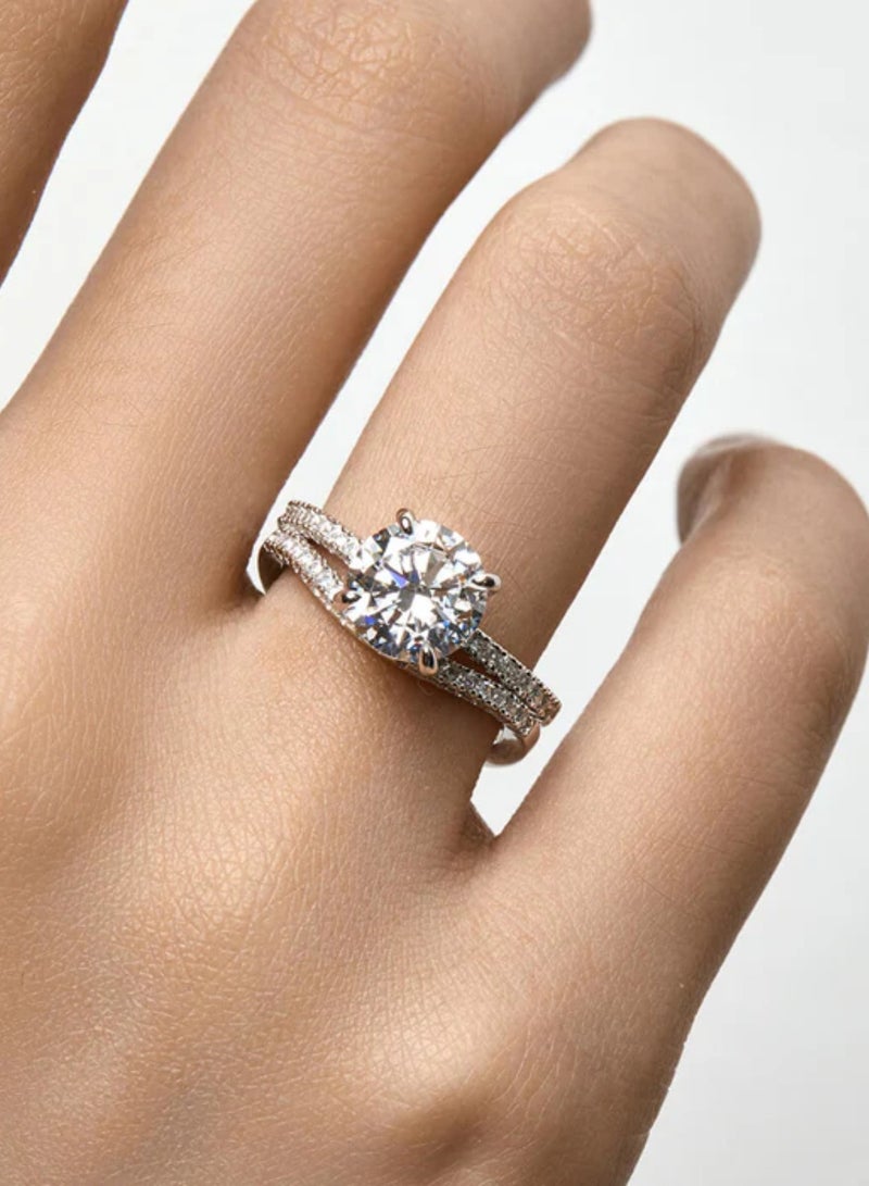 LAVEEN JEWELLERY V-Shaped Stacking Ring | Tarnish Free 18K Gold or Rhodium Plated Ring | 925 Sterling Silver with Round & Pear-Cut Cubic Zirconia, 18K Gold or Rhodium Plating, Stackable Design  - Image 3