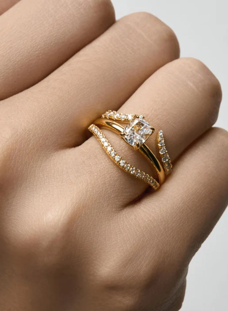 LAVEEN JEWELLERY V-Shaped Stacking Ring | Tarnish Free 18K Gold or Rhodium Plated Ring | 925 Sterling Silver with Round & Pear-Cut Cubic Zirconia, 18K Gold or Rhodium Plating, Stackable Design  - Image 5