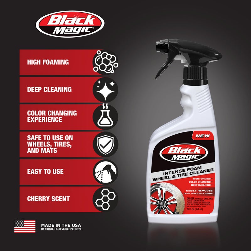 Black Magic 120228 Intense Foam Wheel & Tire Cleaner, High-Foaming Formula for Deep Cleaning, Removes Dirt, Grime & Brake Dust â€“ Safe on All Wheels, 22 Fl Oz - Image 2