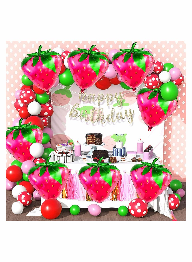 12 Strawberry Foil Balloons - Pink Dream Party Decorations for Birthdays, Weddings & Showers - Image 2