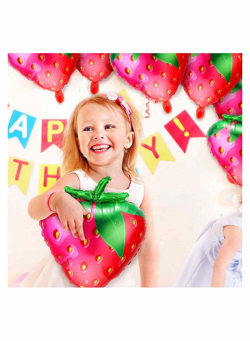 12 Strawberry Foil Balloons - Pink Dream Party Decorations for Birthdays, Weddings & Showers - Image 4