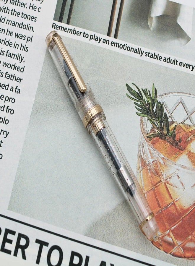 Jinhao 82 Fountain Pen - Acrylic Material Pen Barrel, Iridium Medium Nib with Ink Converter Smooth Writing Pen Classic Design Transparent Fluorescent (Gold Trim, M) - Image 4