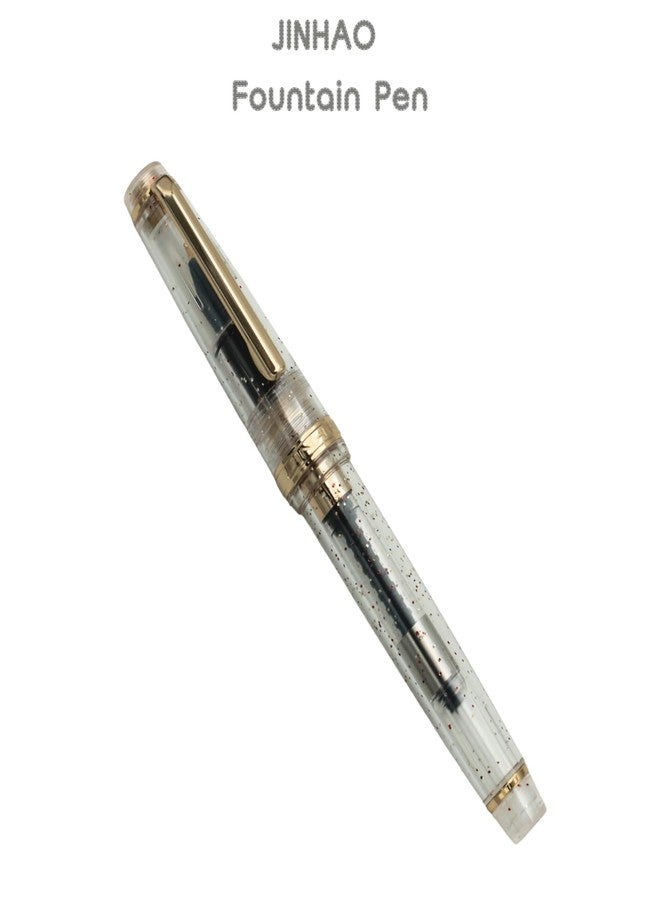 Jinhao 82 Fountain Pen - Acrylic Material Pen Barrel, Iridium Medium Nib with Ink Converter Smooth Writing Pen Classic Design Transparent Fluorescent (Gold Trim, M) - Image 2