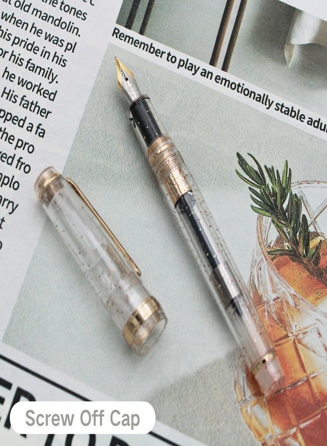 Jinhao 82 Fountain Pen - Acrylic Material Pen Barrel, Iridium Medium Nib with Ink Converter Smooth Writing Pen Classic Design Transparent Fluorescent (Gold Trim, M) - Image 3