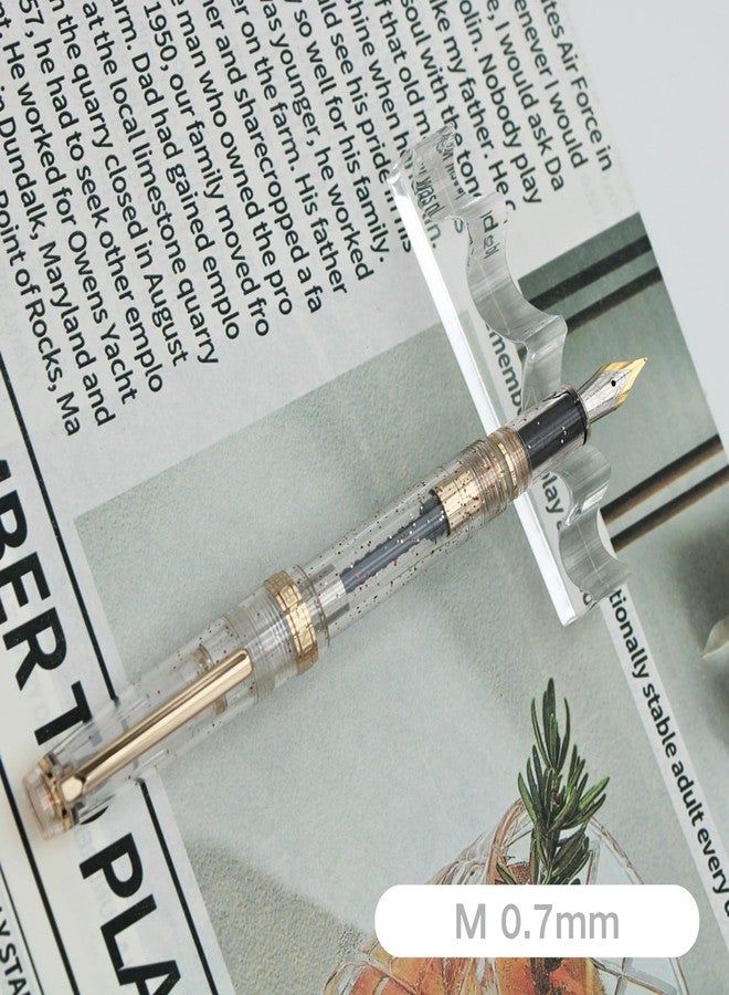 Jinhao 82 Fountain Pen - Acrylic Material Pen Barrel, Iridium Medium Nib with Ink Converter Smooth Writing Pen Classic Design Transparent Fluorescent (Gold Trim, M) - Image 5