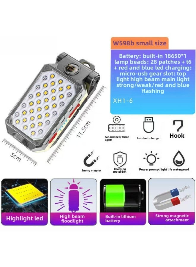 Cross-border New COB Work Light USB Charging LED With Magnet Hook Power Display Emergency Flashlight Inspection Light 