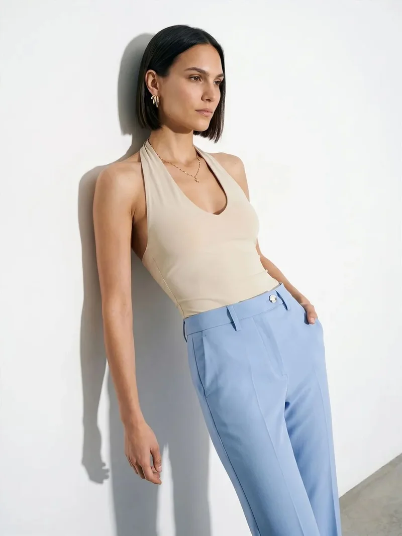 ديلفين Dilvin Halter Neck Cut-Out Bodysuit