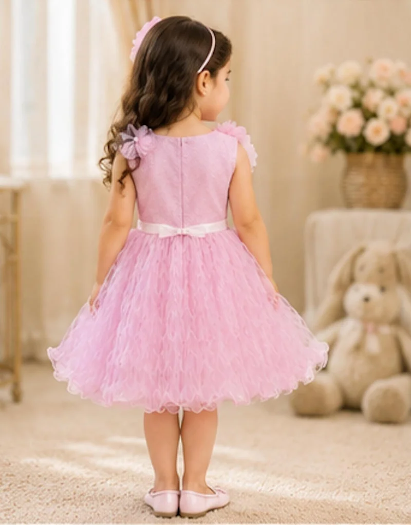 Artemea Artemea Toddler Girls Floral Appliqué Fit & Flare Party Dress - Pink
