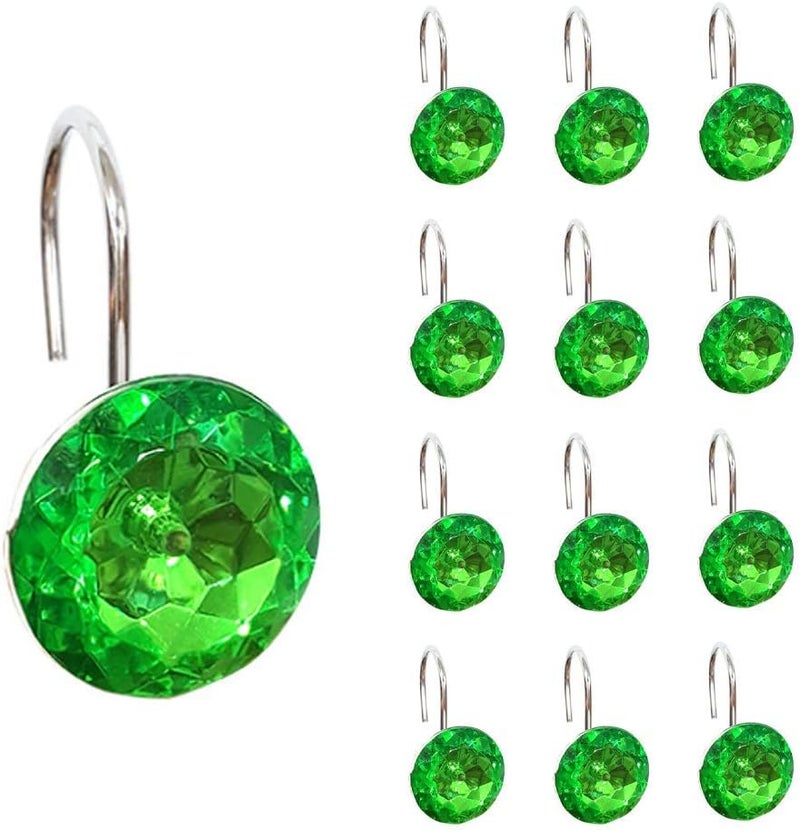 12 Pcs Bling Rhinestones Shower Curtain Hooks Bathroom Rolling Hooks