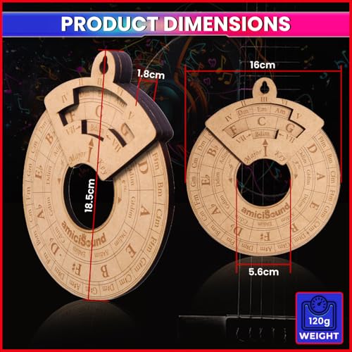 amiciSound Colored Circle of Fifth Wheel with Rotating Related Chords Window, Music Theory Reference, Wooden Melody Tool for Songwriter Musician, Precious Gift for Music Lovers of any Age - Image 5