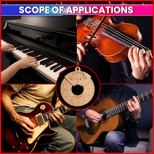 amiciSound Colored Circle of Fifth Wheel with Rotating Related Chords Window, Music Theory Reference, Wooden Melody Tool for Songwriter Musician, Precious Gift for Music Lovers of any Age - Image 2