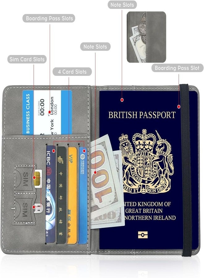 TRYV RFID Protected Passport Holder Travel Wallet for Men & Women | PU Leather Passport Cover with Card Slots, SIM Slots, Boarding Pass Pocket & Elastic Closure | MultiColour Travel Document Organizer - Image 2
