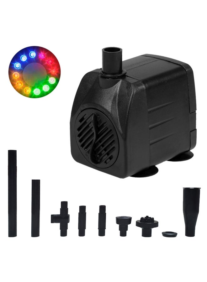 NIBEMINENT Submersible Water Pump with 12 LED Light for Aquarium Black - Image 3