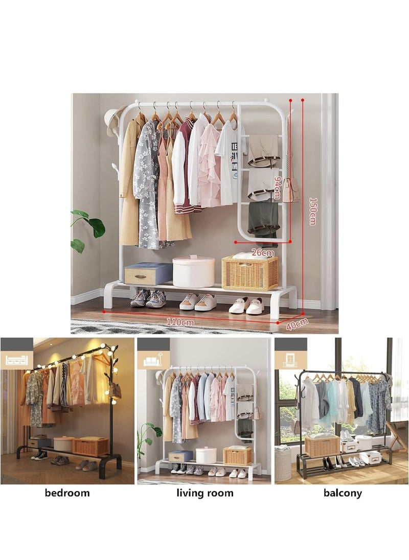 BLOOMING TIME - Floor To Ceiling Clothes Rack, Single Pole Clothes Rail, Indoor Simple Clothes Rack, Household Bedroom Clothes Rack, Can Hang Pants White - Image 1
