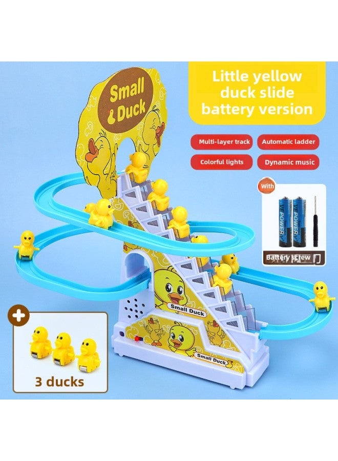 Children's Little Yellow Duck Climbing Stairs Educational Electric Track One Year Old Girl Boy Baby Toy Slide-Colour: Little Yellow Duck Climbing Stairs 1 Sound Effect  Comes With Ordinary Battery + Screwdriver  - Image 1