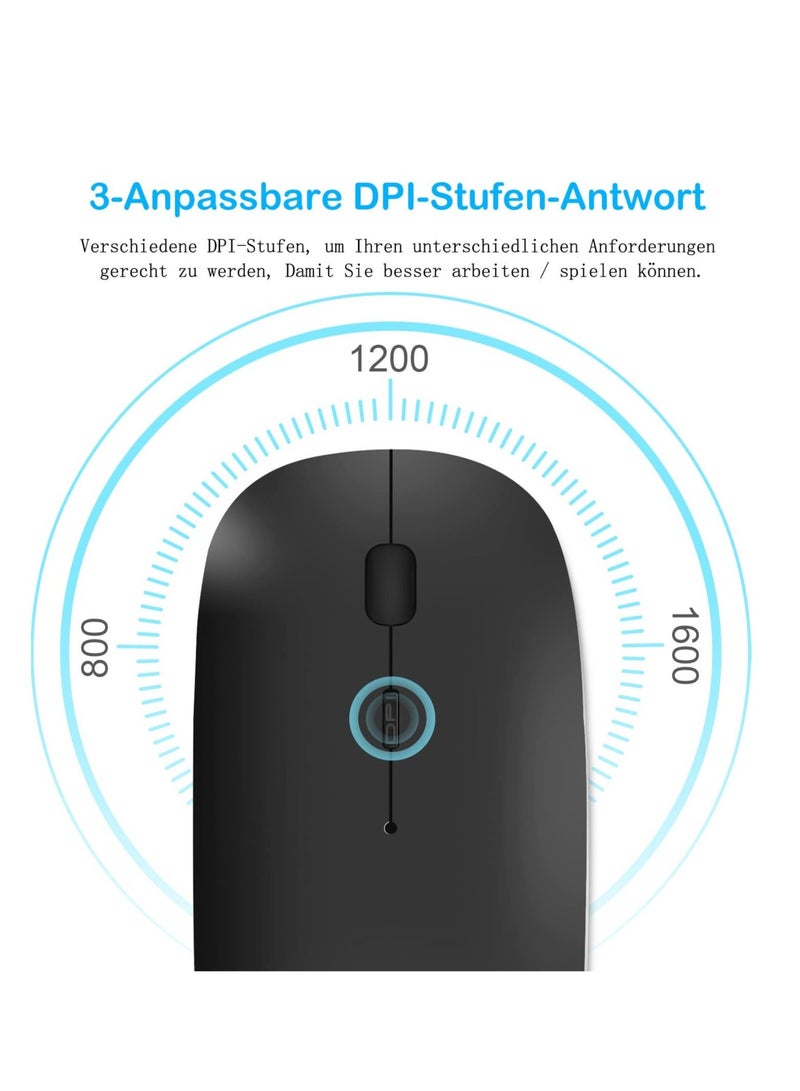Captaintech Bluetooth Mouse, Rechargeable Wireless Mouse for MacBook Pro/Air/iPad/Laptop/PC/Mac/Computer, Black - Image 3