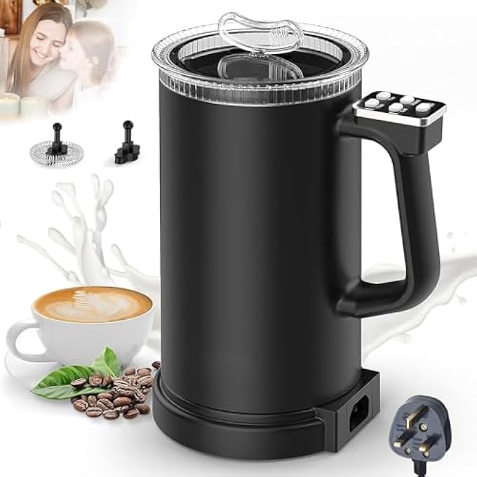 ريحني مكثف وبخار الحليب 4 في 1 2024 مفرات القهوة الكهربائية مع فموذرز الحليب الأوتوماتيكي 500 واط 350 مل ماكينة رغوة أوتوماتيكية دافئة وباردة للقهوة لاتيه كابتشينو ماكياتو شوكولاتة ساخنة صامتة - Image 2