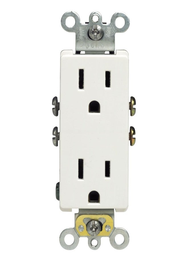Leviton ليفيتون 5325-WMP 15 أمبير، 125 فولت، مقبس ديوال ديكورا، درجة سكنية، تأريض، 10-pack، أبيض - Image 1