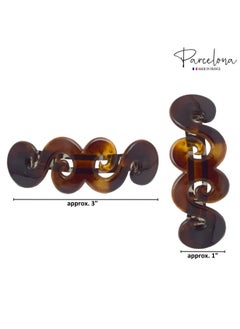 Parcelona Parcelona French Swirl Medium Tortoise Shell Celluloid Hair Clip Barrette - 3 Inches  - Image 5