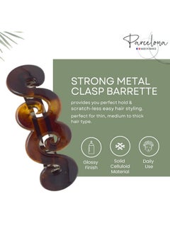 Parcelona Parcelona French Swirl Medium Tortoise Shell Celluloid Hair Clip Barrette - 3 Inches  - Image 2
