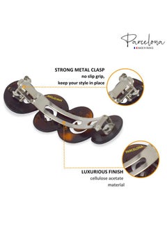 Parcelona Parcelona French Swirl Medium Tortoise Shell Celluloid Hair Clip Barrette - 3 Inches  - Image 3