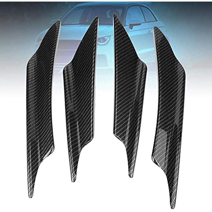 Aramox Bumper Deflector, 4pcs Carbon Fiber Car Front Bumper Deflector Lip Splitter Fins Canards Body Spoiler - Image 5