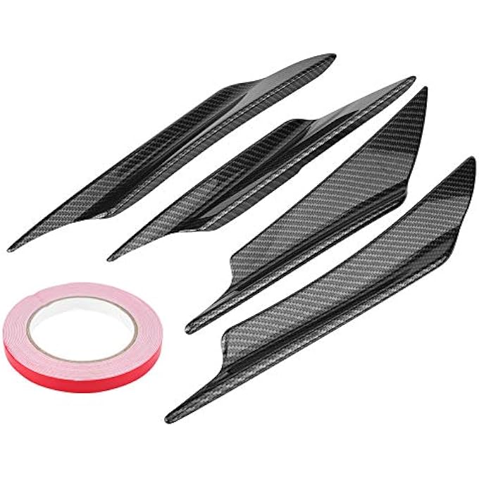 Aramox Bumper Deflector, 4pcs Carbon Fiber Car Front Bumper Deflector Lip Splitter Fins Canards Body Spoiler - Image 1