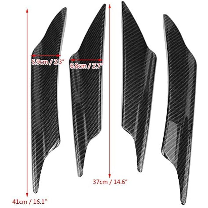 Aramox Bumper Deflector, 4pcs Carbon Fiber Car Front Bumper Deflector Lip Splitter Fins Canards Body Spoiler - Image 2