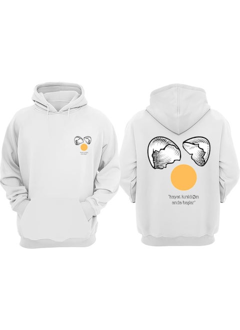 Unisex The Dream Begins When It's Broken Design Front Back Printed Regular Fit White Sweatshirt