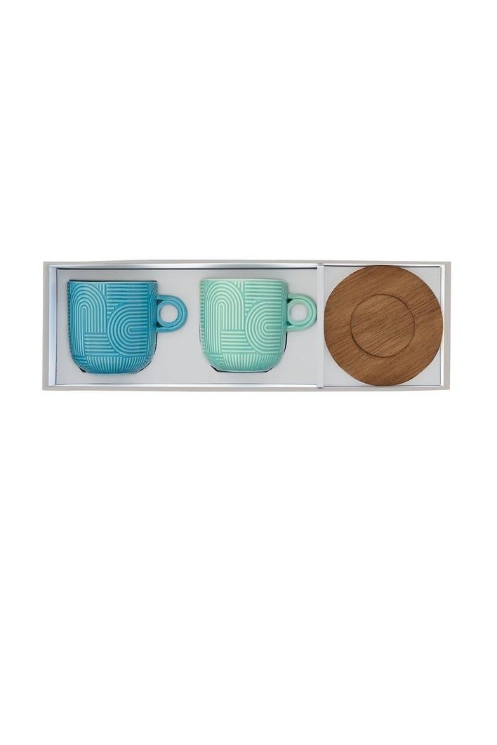 Easy Life Easy Life 2-Piece Take a Loop Dishwasher Safe Cup and Saucer Set Blue and Green 250ml R1781#TLO1  - Image 2