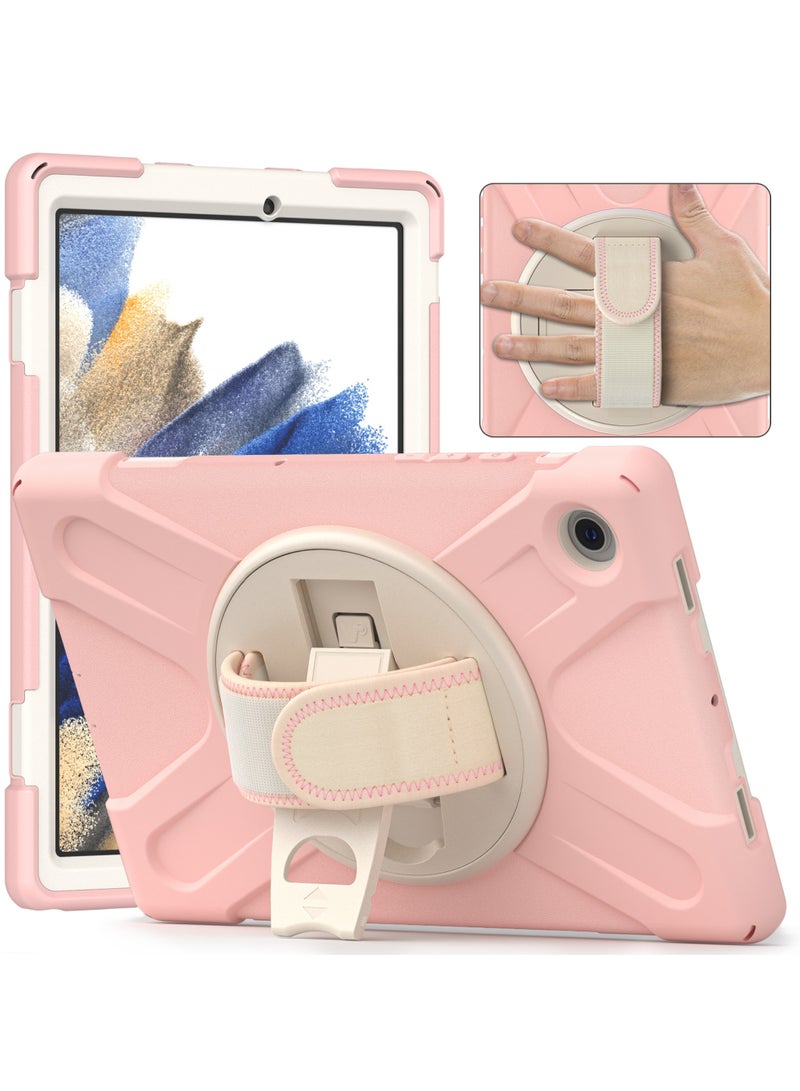 روك بو جراب واقٍ مقاوم للصدمات شديد التحمل لجهاز Galaxy Tab A8 مقاس 10.5 بوصة 2022 (X200/X205/X207) مع حامل/مقبض دوار 360 درجة جراب متين لجهاز Samsung Galaxy Tab A8 مقاس 10.5 بوصة 2022 - Image 1