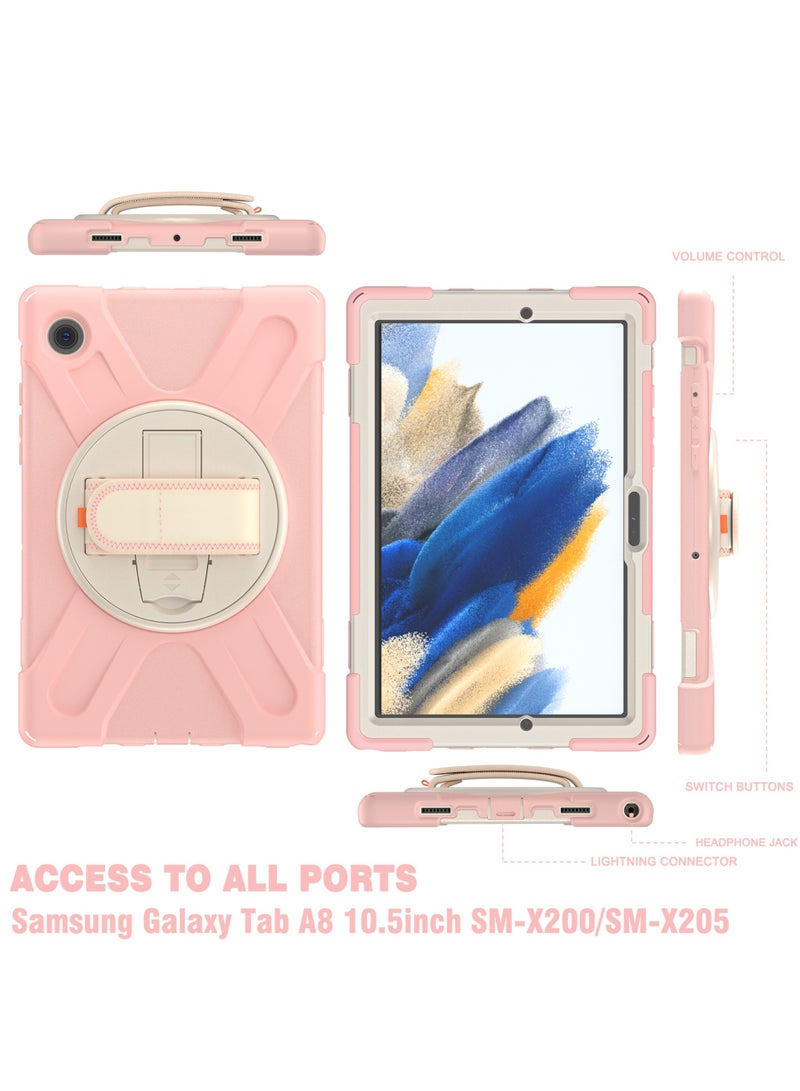 روك بو جراب واقٍ مقاوم للصدمات شديد التحمل لجهاز Galaxy Tab A8 مقاس 10.5 بوصة 2022 (X200/X205/X207) مع حامل/مقبض دوار 360 درجة جراب متين لجهاز Samsung Galaxy Tab A8 مقاس 10.5 بوصة 2022 - Image 2