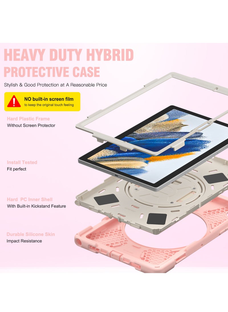 روك بو جراب واقٍ مقاوم للصدمات شديد التحمل لجهاز Galaxy Tab A8 مقاس 10.5 بوصة 2022 (X200/X205/X207) مع حامل/مقبض دوار 360 درجة جراب متين لجهاز Samsung Galaxy Tab A8 مقاس 10.5 بوصة 2022 - Image 4