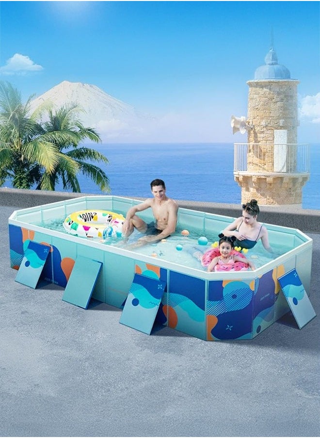 XiuWoo - Outdoor Foldable Swimming Pool for kids and Adults Non-Inflatable Hard Plastic Anti-Slip PVC Family Pool Summer Water Party for Outdoor Garden Backyard 2.6m/102in - Image 1